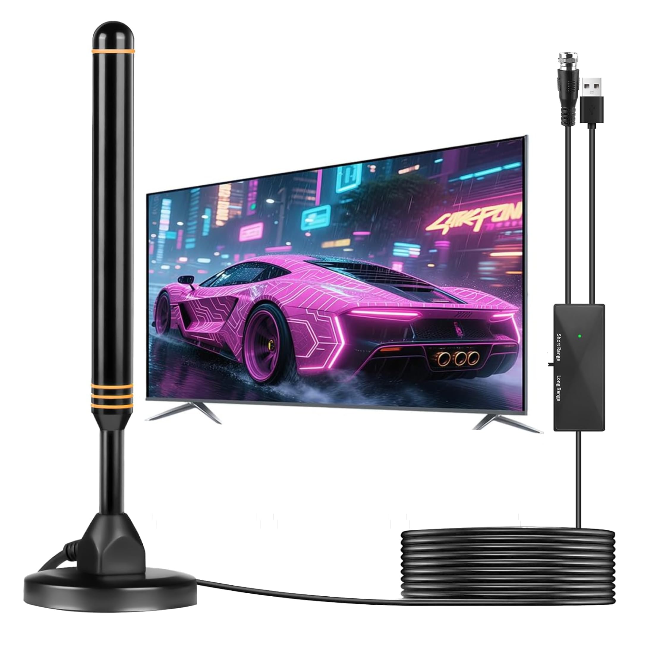 Antena de TV interior para Smart TV, antena digital HD para canales locales, recepción de largo alcance, soporta 4K 1080p UHF VHF todos los televisores antiguos
