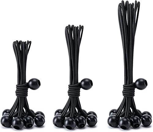 Miniatura 18 de Paquete de 30 cuerdas elásticas de bolas, 6 pulgadas, resistentes para toldos, lonas, cuerdas elásticas para camping, tiendas de campaña, carga