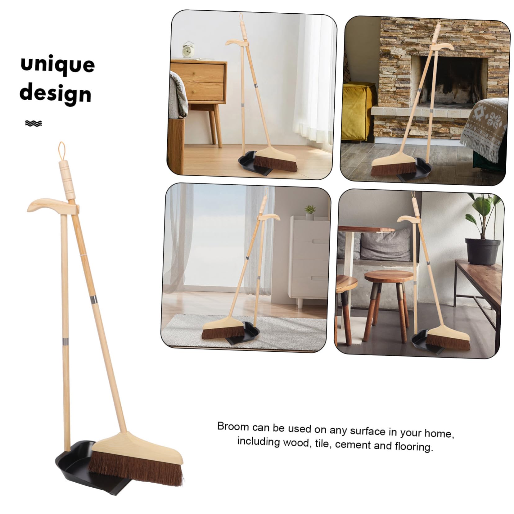 SOLUSTRE Besen und Kehrschaufel Haushalt Innen und Außenbereich Geeignet Robustes Material Ergonomischer Griff Platzsparendes Design