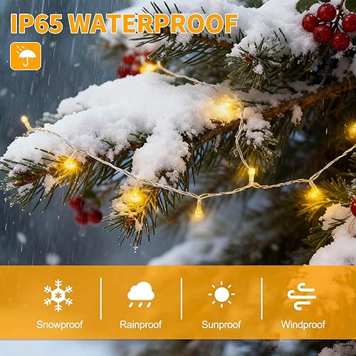 Miniatura 4 de 200 luces LED de Navidad de 66 pies, luces para árbol de Navidad, 8 modos de enchufe, con función de memoria, tira de luces blancas para dormitorio,