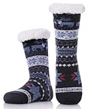 Mens Fuzzy Slipper Socks Warm Thick Heavy Thermal Fleece lined Fluffy Winter Non Slip Socks