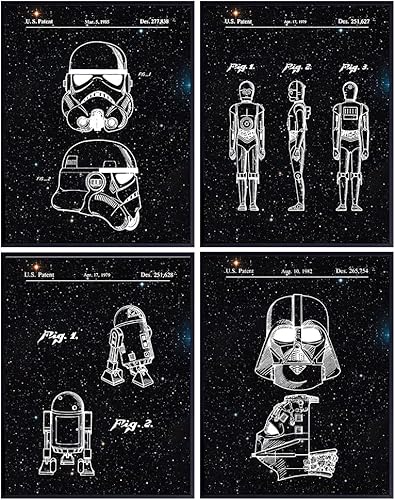 Patent Prints Set - 8x10 Decor, Poster Set - Gift for Space Fans - Unframed Wall Art for Boys Bedroom, Kids Room Unframed