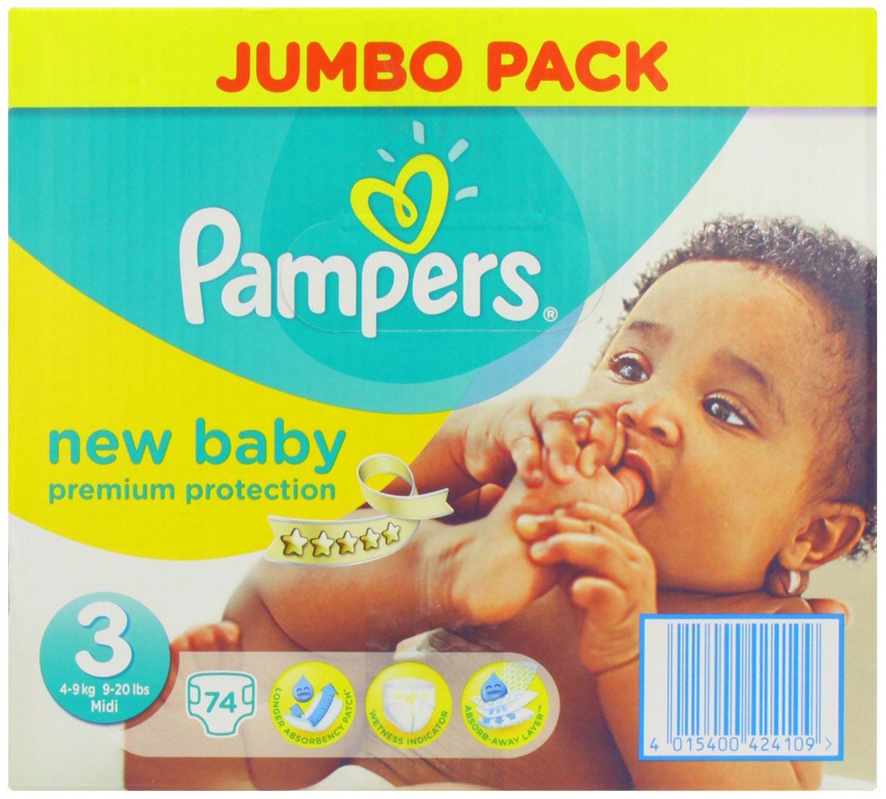 Pampers, Pannolini New Baby, 74 pz., Taglia 3