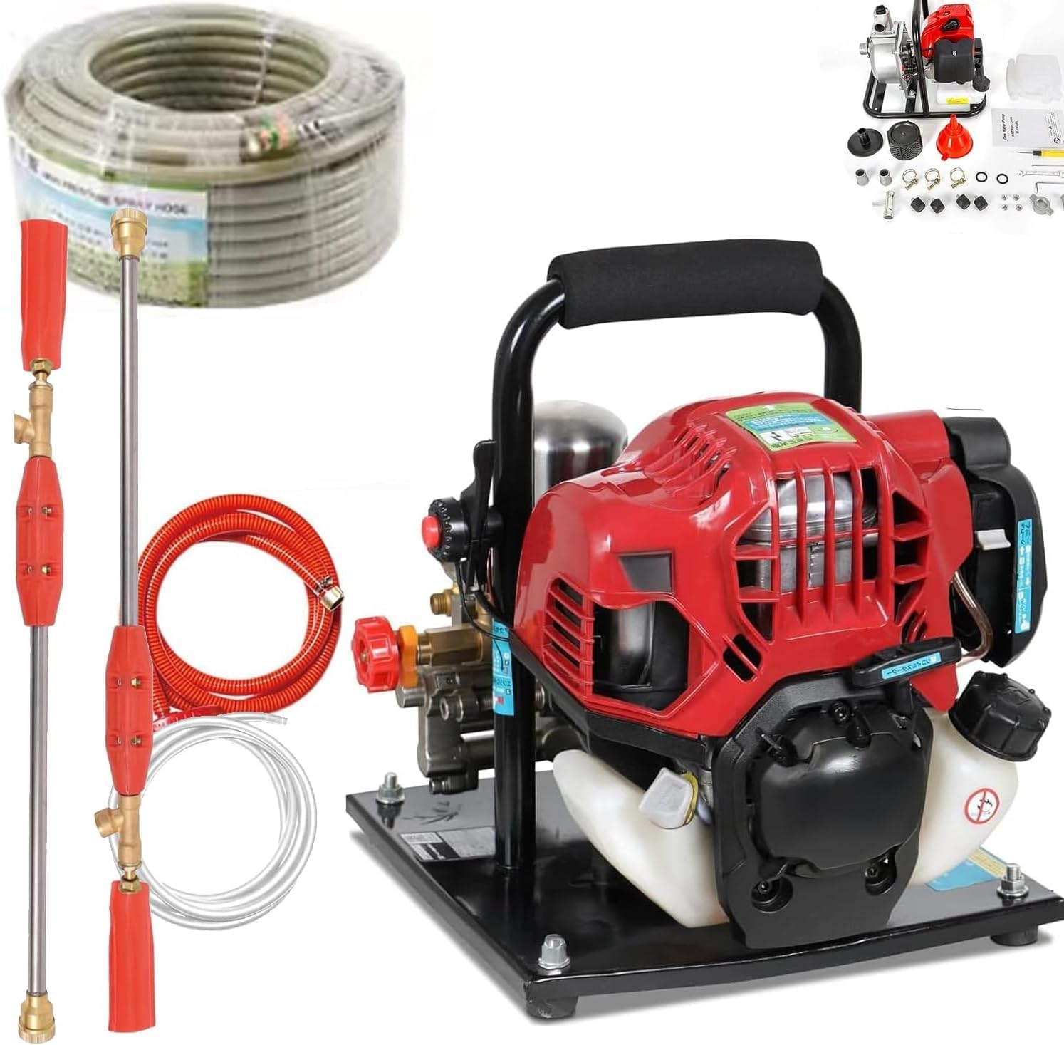 エンジン式 噴霧器セット動噴 4サイクル動力噴霧器 圧力7.0MPaのハイパワーで広範囲の農薬散布 除草剤散布 肥料散布、防除作業に