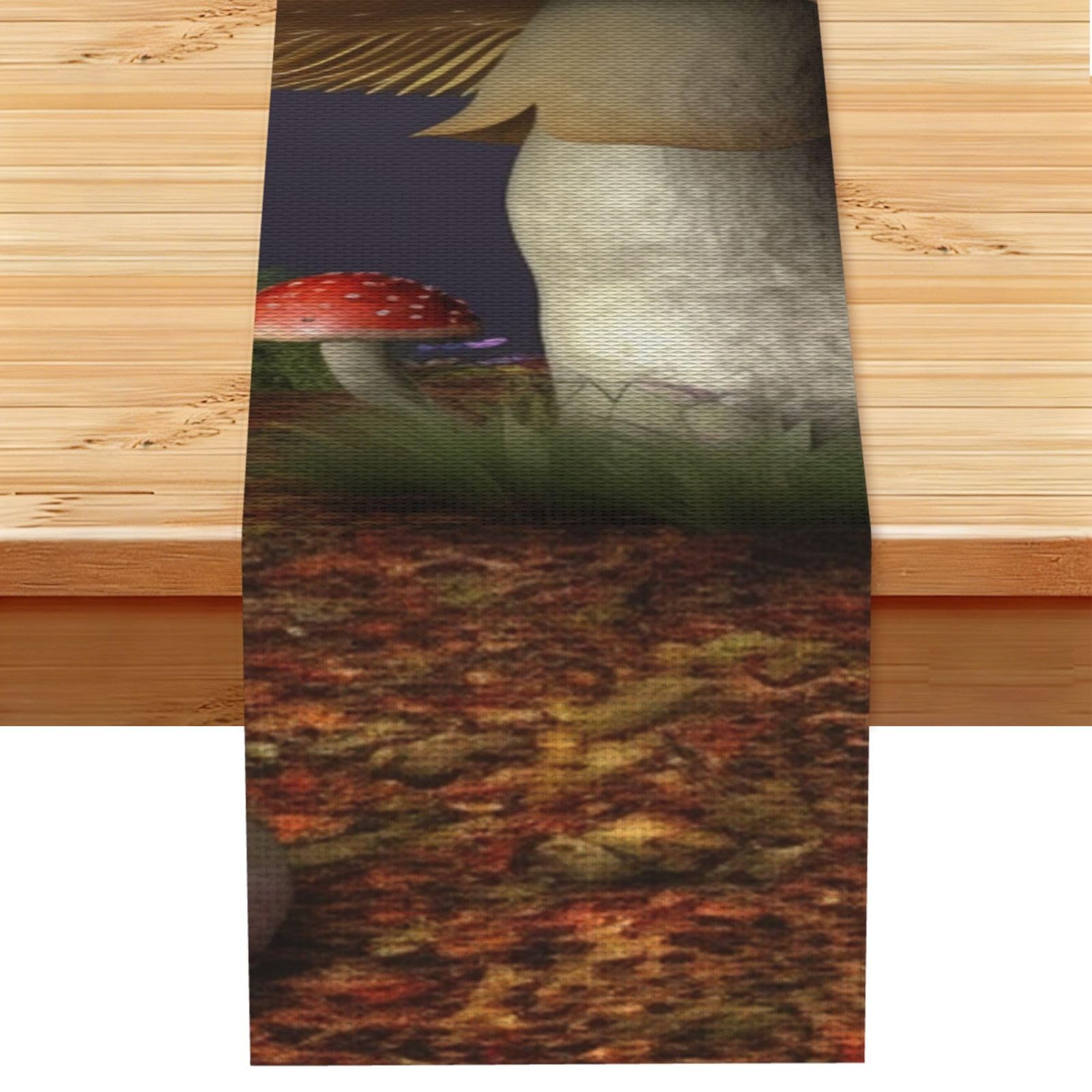 Mushroom Table Runner 13x72 Inch Cotton Linen Table Linen Washable Farmhouse Tablecloth Modern Abstract Art Kitchen Dinning Table Decoration for Home Party Decor