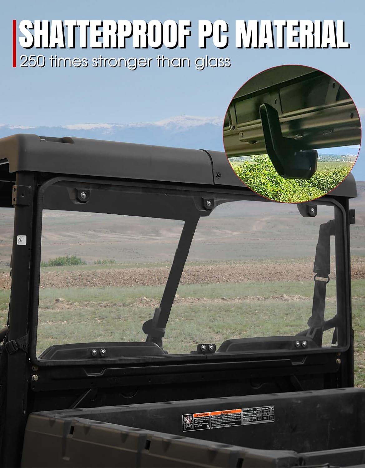 A & UTV PRO Rear Windshield for 2015-2025 Polaris Ranger Midsize 570 500 Crew / 2022-2025 SP 570 Accessories Back Window