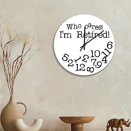 Miniatura 10 de ArogGeld Reloj de pared divertido de 10 pulgadas con texto en inglés "Who Cares I"m, reloj de pared redondo, funciona con pilas, reloj de pared