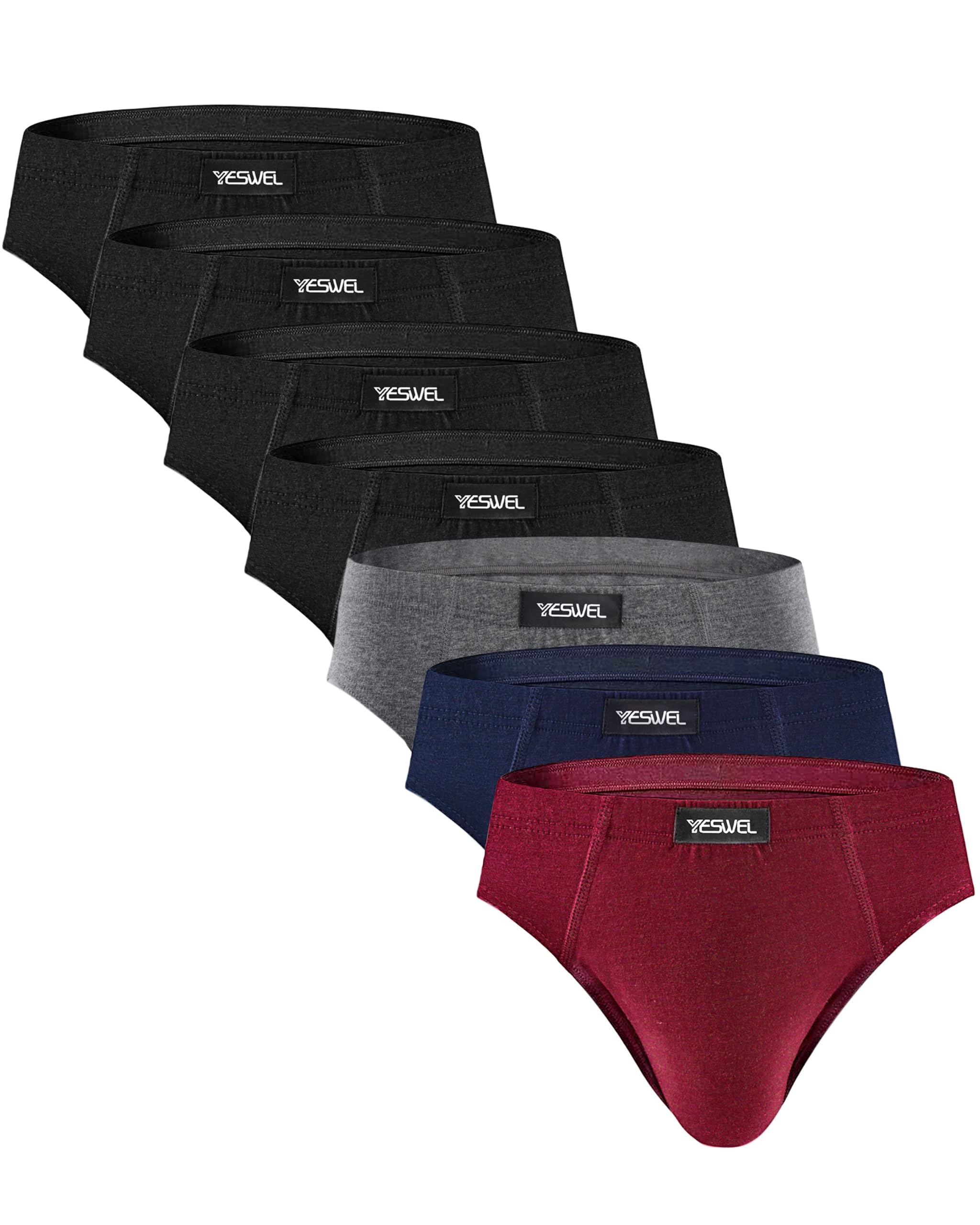 YESWEL Unterhosen Männer 7er Pack, Herren Slips aus Baumwolle atmungsaktiv | 3D-Passform mit Doppelbund, vorgeformter Schritt, weich und hautfreundlich, formstabil, Etikett ohne Kratzen, S bis 3XL