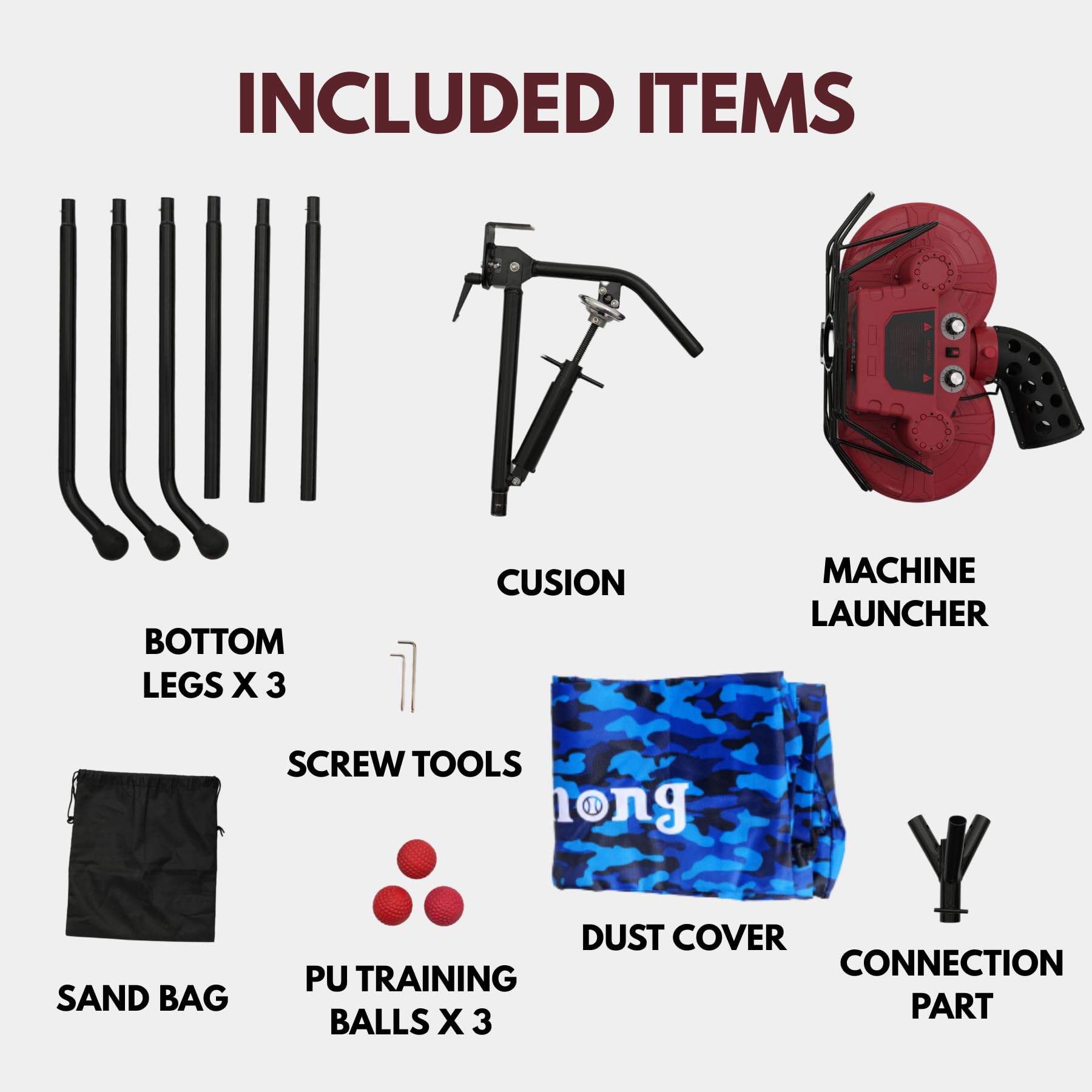 Furlihong 737BHA Lanzadora 2 en 1 para Béisbol y Críquet – Ángulo y Velocidad Ajustables, Ruedas Dobles, 30–95 mph, Lanza Varios Tipos de Pitches, Incluye 3 Pelotas