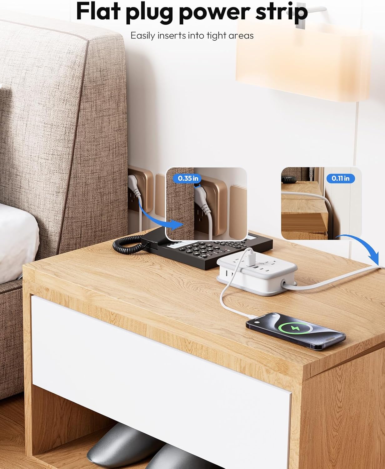 NTONPOWER Travel Power Strip, Flat Plug Power Strip with 6 Outlets 4 USB Ports(2 USB C), 4ft Extension Cord Wrapped Around for Cruise Ship, Travel, Hotel, Cruise Essentials