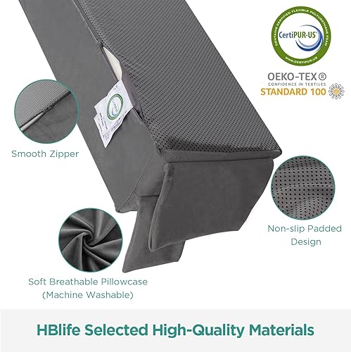 Miniatura 4 de HBlife Almohada de cama tamaño King (76 x 10 x 6 pulgadas), almohada de cuña para cabecero, relleno de espacio de cama (0-8 pulgadas) entre colchón