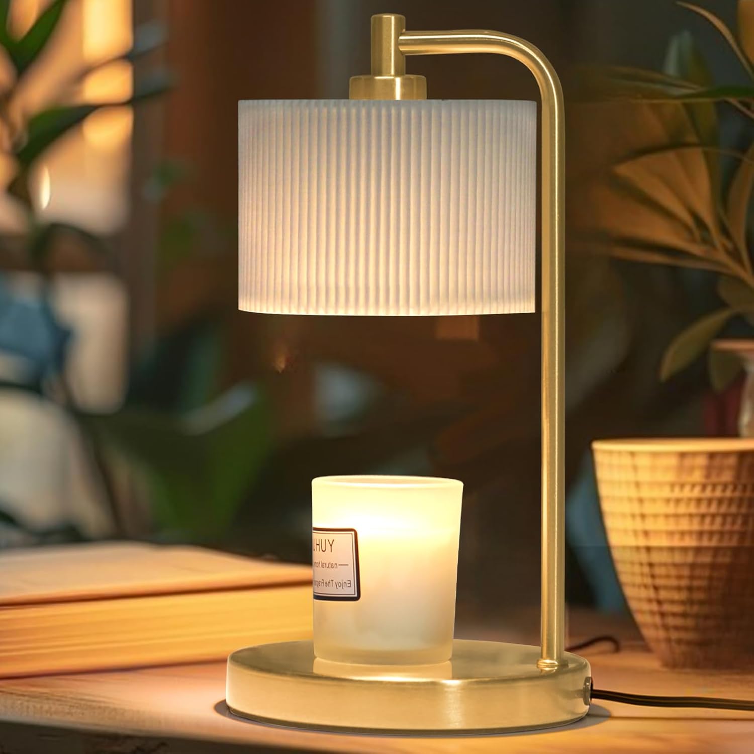 NITOWOLF Candle Warmer Lamp with Timer, Dimmable Candle Wax Warmer Electric Candle Lamp for Scented Candles with Bulbs, House Warming Gifts Brithday Gifts Home Decor(Gold)