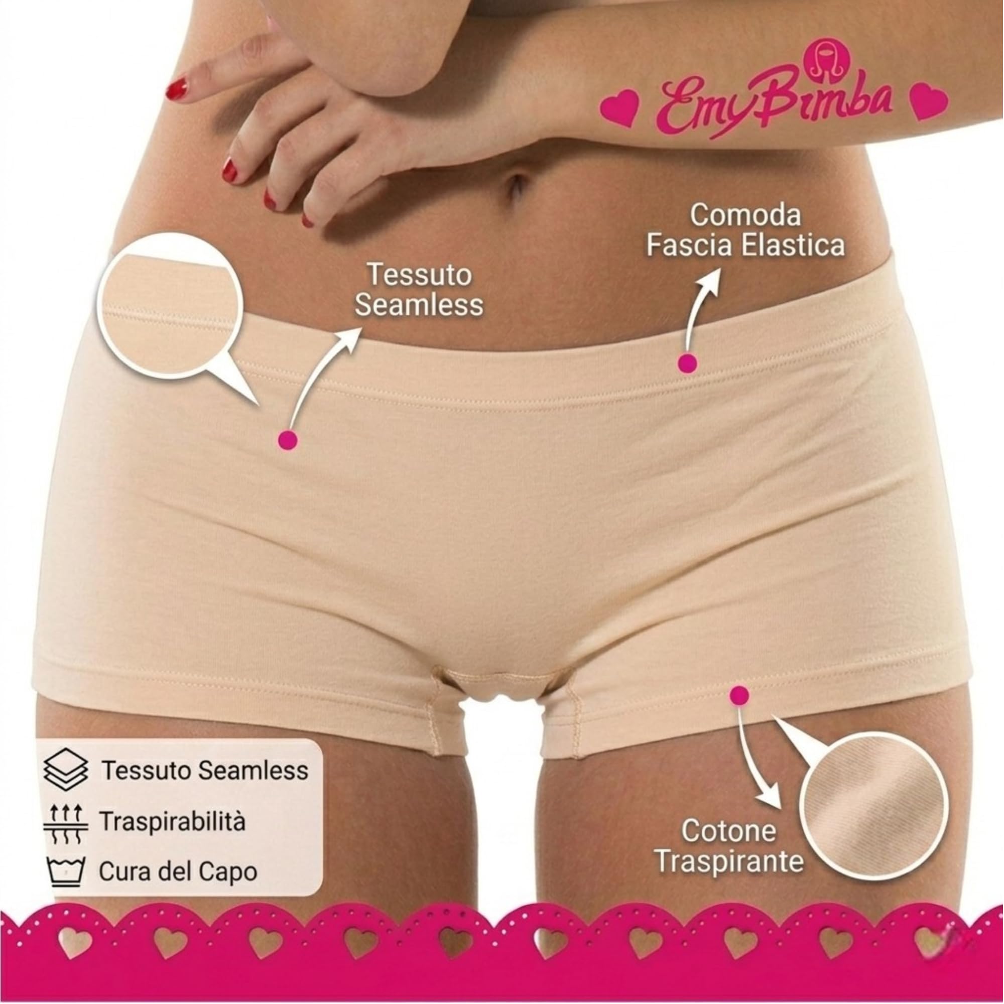 EMY Culotte Bambina Boxerino Shorts Sportivi in Cotone Elasticizzato 90% Cotone 10% Elastan Taglie 4-12 Anni