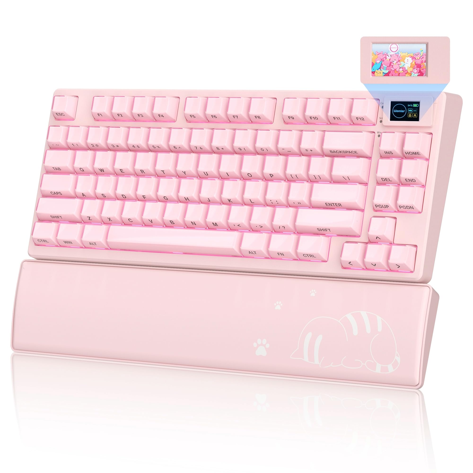 Amazon.com: Womier 75% Pink Keyboard Wireless with Color