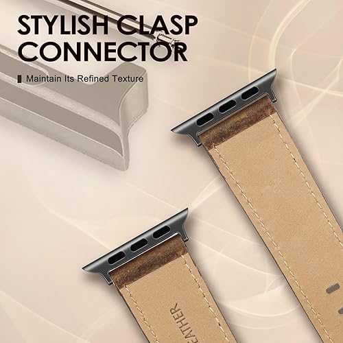 Vista 21 de Correa de cuero compatible con correas de Apple Watch de 1.811 in, 1.772 in, 1.732 in, 1.654 in (Serie 1/2/3) para hombres y mujeres, correa de Azul