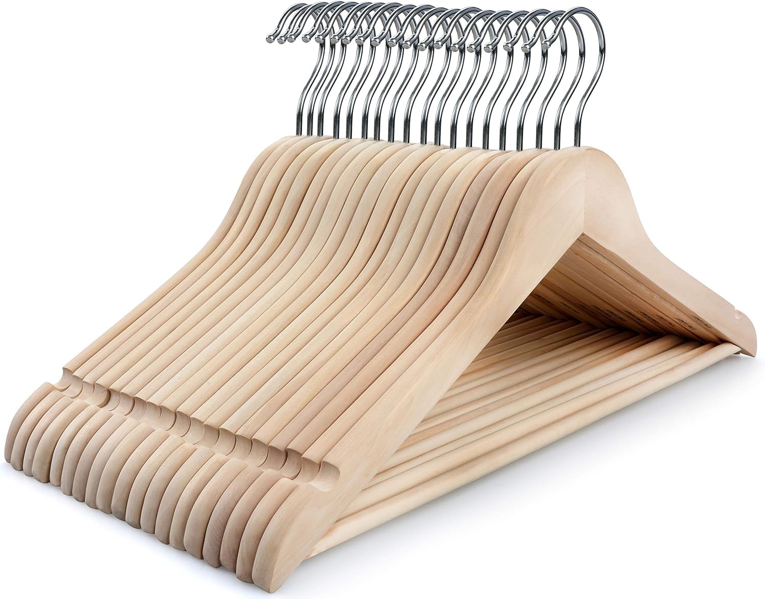 TOPIA HANGER Adult Unfinished/Natural Wood Clothes Hangers,18 Pack CT10N