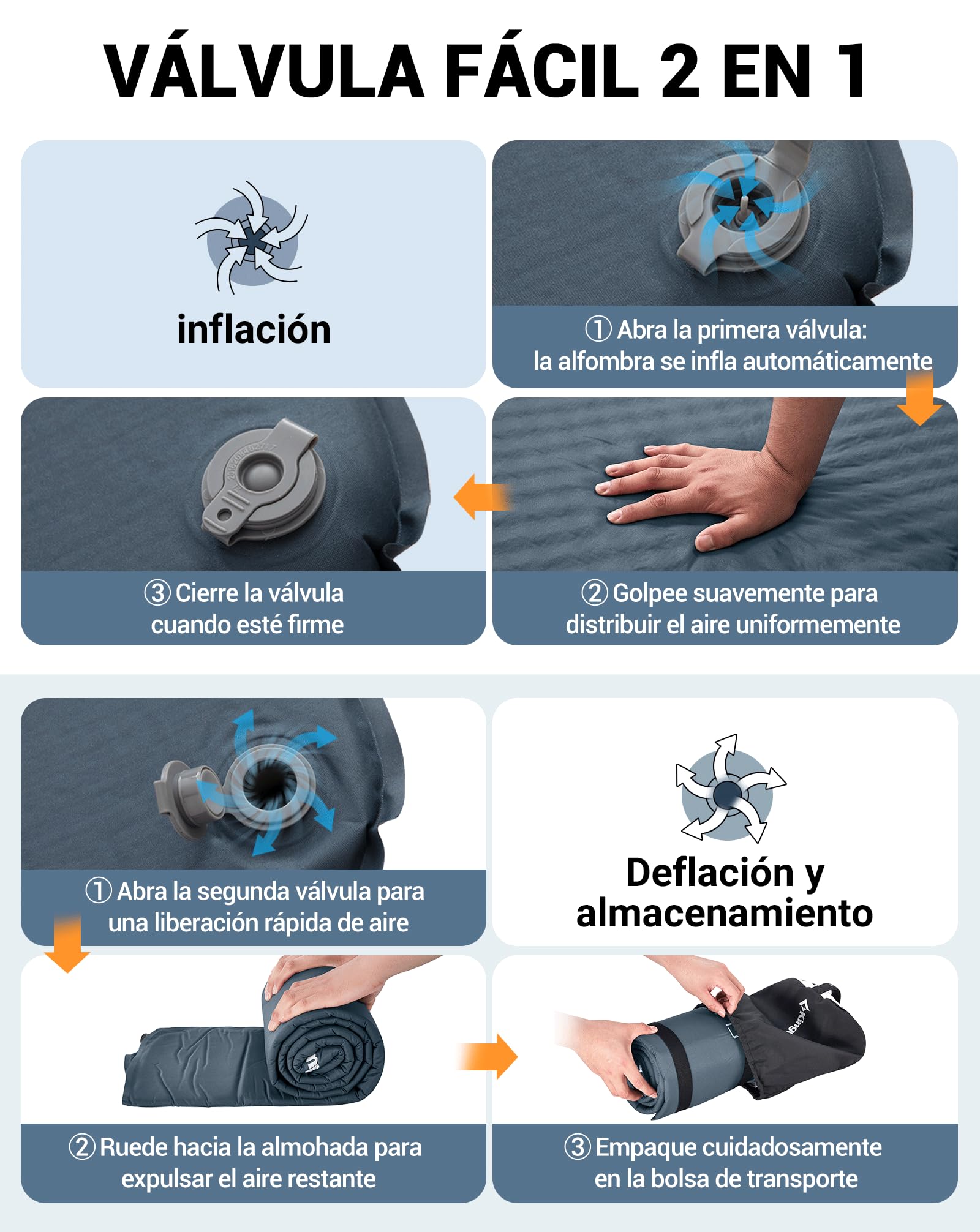 KingCamp Colchoneta de camping autoinflable individual ultraligera compacta cama de aire cómoda colchón enrollable