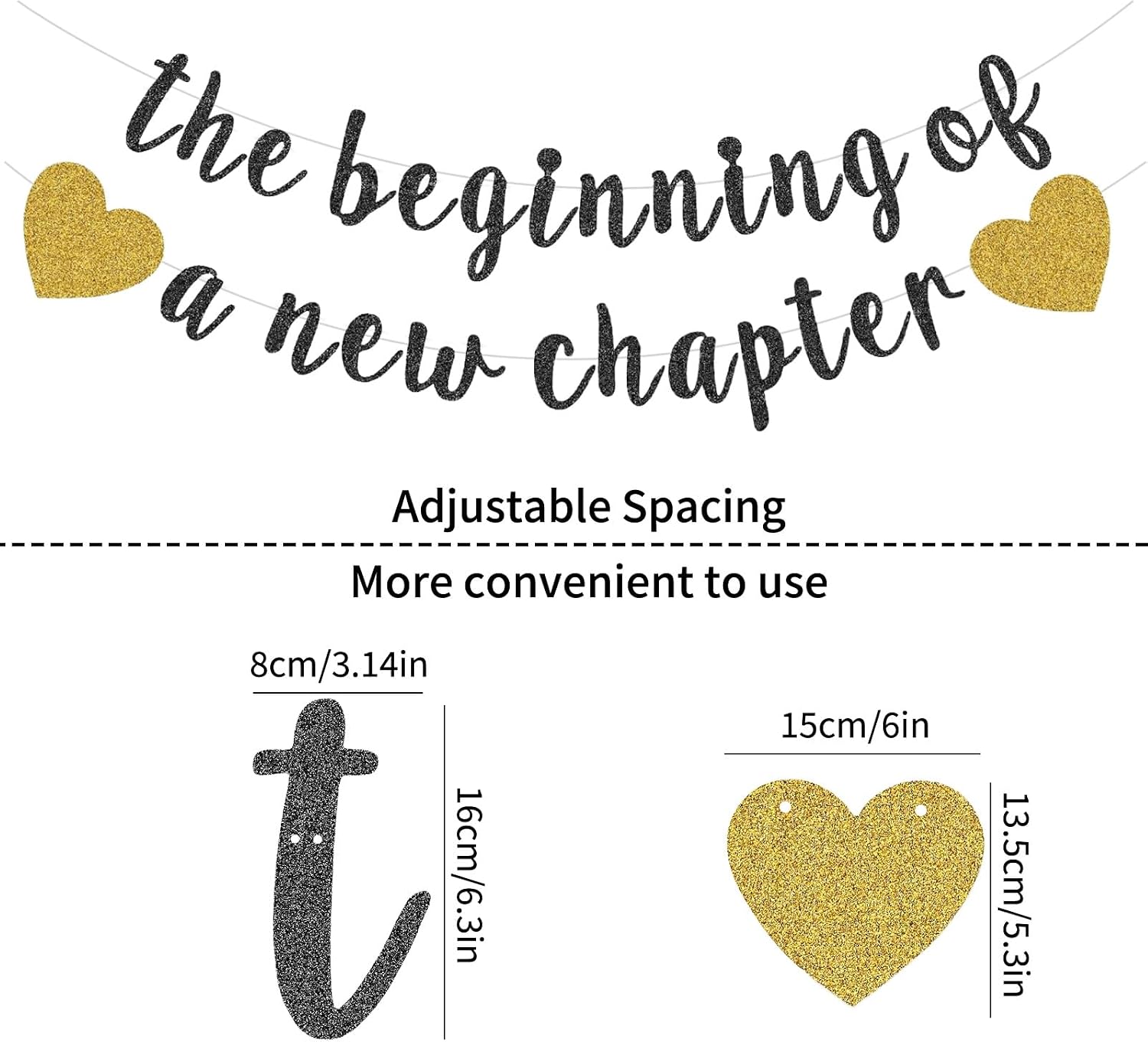 The Beginning of a New Chapter Banner Black Gold Glitter Hanging Garland Kit with Balloons Bunting Backdrop for Farewell Graduation Away Happy Retirement Party Decorations Supplies Adult Celebration