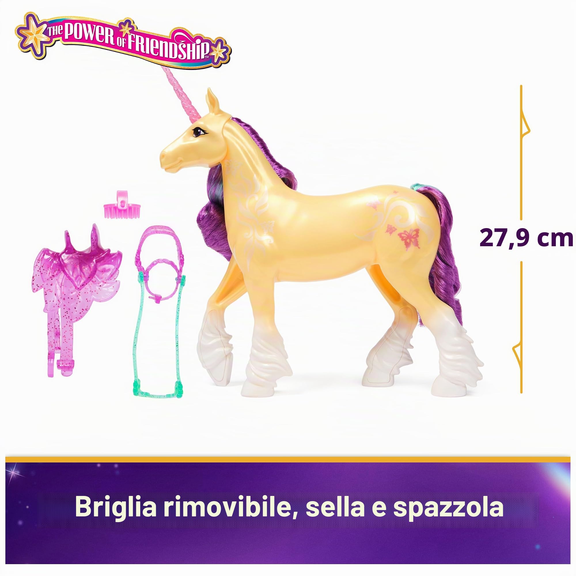 Unicorn Academy Unicorn Leaf, 28 cm, unicorno originale Ava alla serie Netflix, con vera criniera e coda, briglia e sella rimovibili, spazzola per bambini dai 4 anni in su