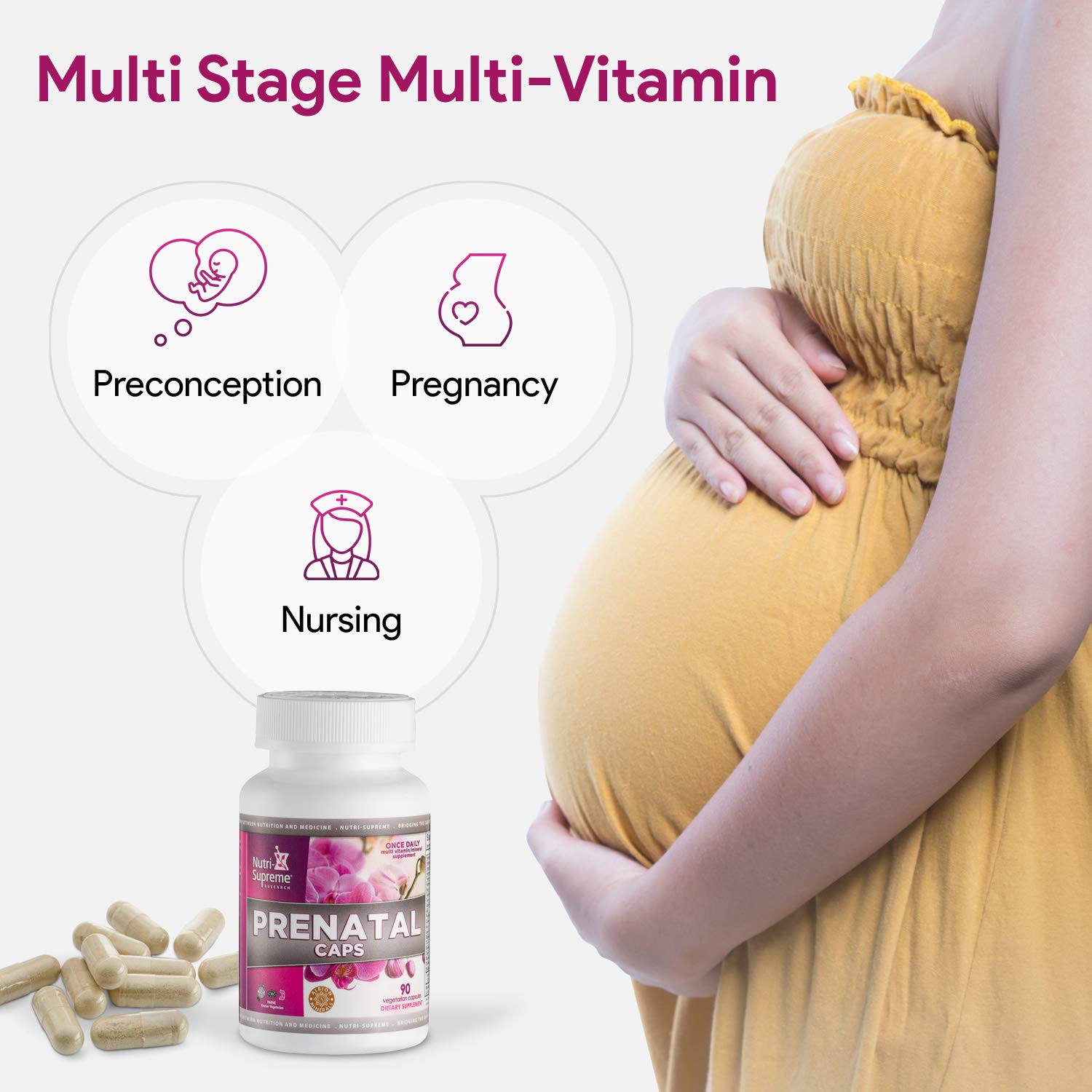 Prenatal Vitamins, One A Day 90 Veggie Capsules Pregnancy