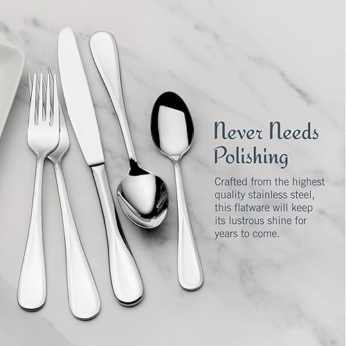 Miniatura 35 de Mikasa Gold Accent Harmony - Juego de cubiertos para 12, 65 piezas de cubiertos de acero inoxidable 18/10 con asas doradas y utensilios de servir