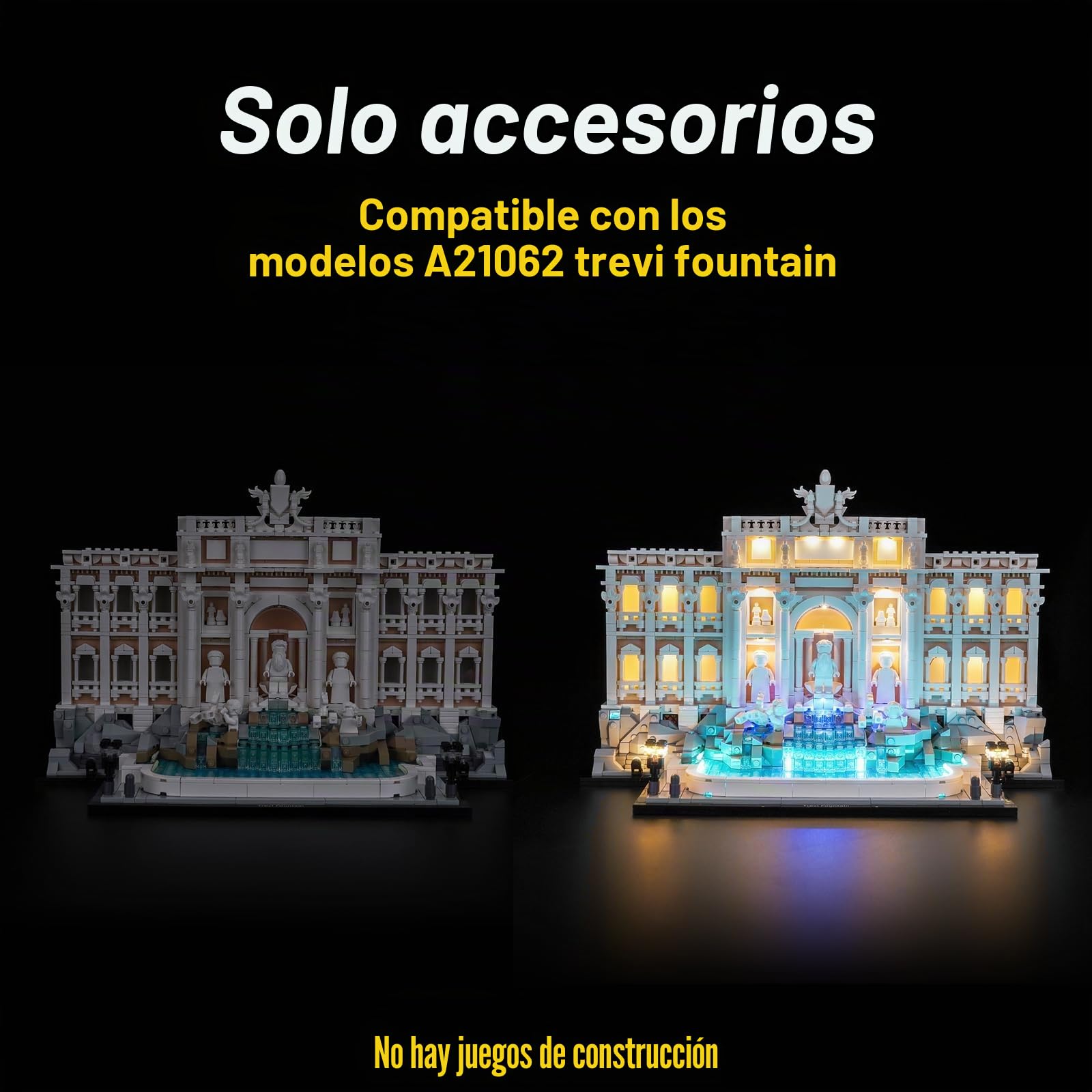 Kit de luz de mando a distancia compatible con Lego 21062 Trevi Fountain (no modelo), juego de iluminación LED compatible con Lego Trevi Fountain juguete creativo