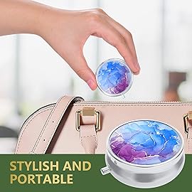 Nipichsha Pill Box, Small Pill Case for Purse & Pocket, Cute Travel Medicine Organizer, Portable Medicine Container Holder to Hold Vitamins, Medication, Fish Oil & Supplement, Blue Marble