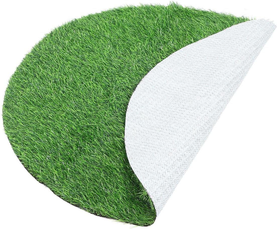 FRCOLOR Artificial Grass Table Mat Outdoor Patio Decor 80cm Diameter Round Faux Grass Rug Lawn Cover for Manhole with 2.5cm Thickness