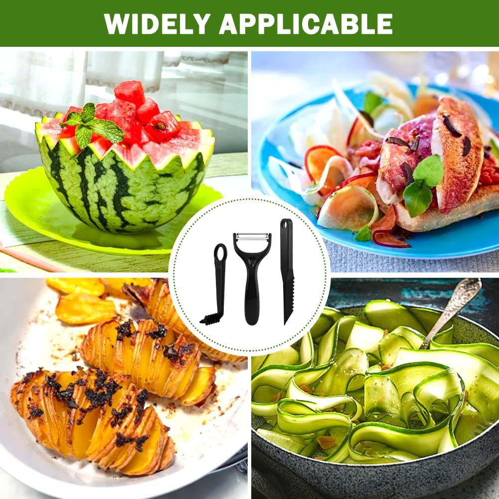 Spiral & V-Cutter Set 3 Pk Kitchen Tools Veggie Fruit Garnish