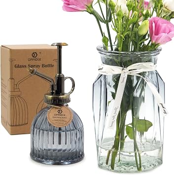 OFFIDIX Plant Mister Flower Water Spray Bottle,Gradient Color Glass Vase,Suitable for Spraying Plants and Home Decor