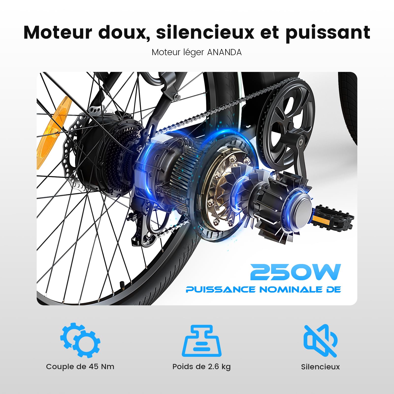 Vélo Électrique 27,5", Moteur 250W, Batterie 36 V 15,6 Ah Amovible, Autonomie Jusqu’à 100 km, 7 Vitesses, Écran LCD, Assistance 25 km/h, Charge Max 120 kg, Modèle Mixte E-Bike