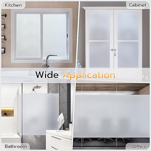 Miniatura 8 de LUTE Película de privacidad para ventana, película de vidrio esmerilado para ventana de baño, revestimiento de ventana extraíble con control de