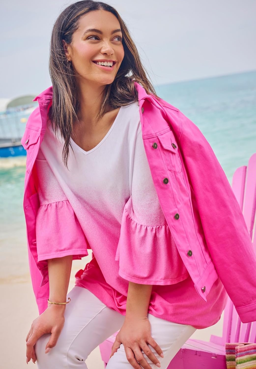 Woman Within Plus Size Stretch Denim Jacket Cropped Jean Jacket