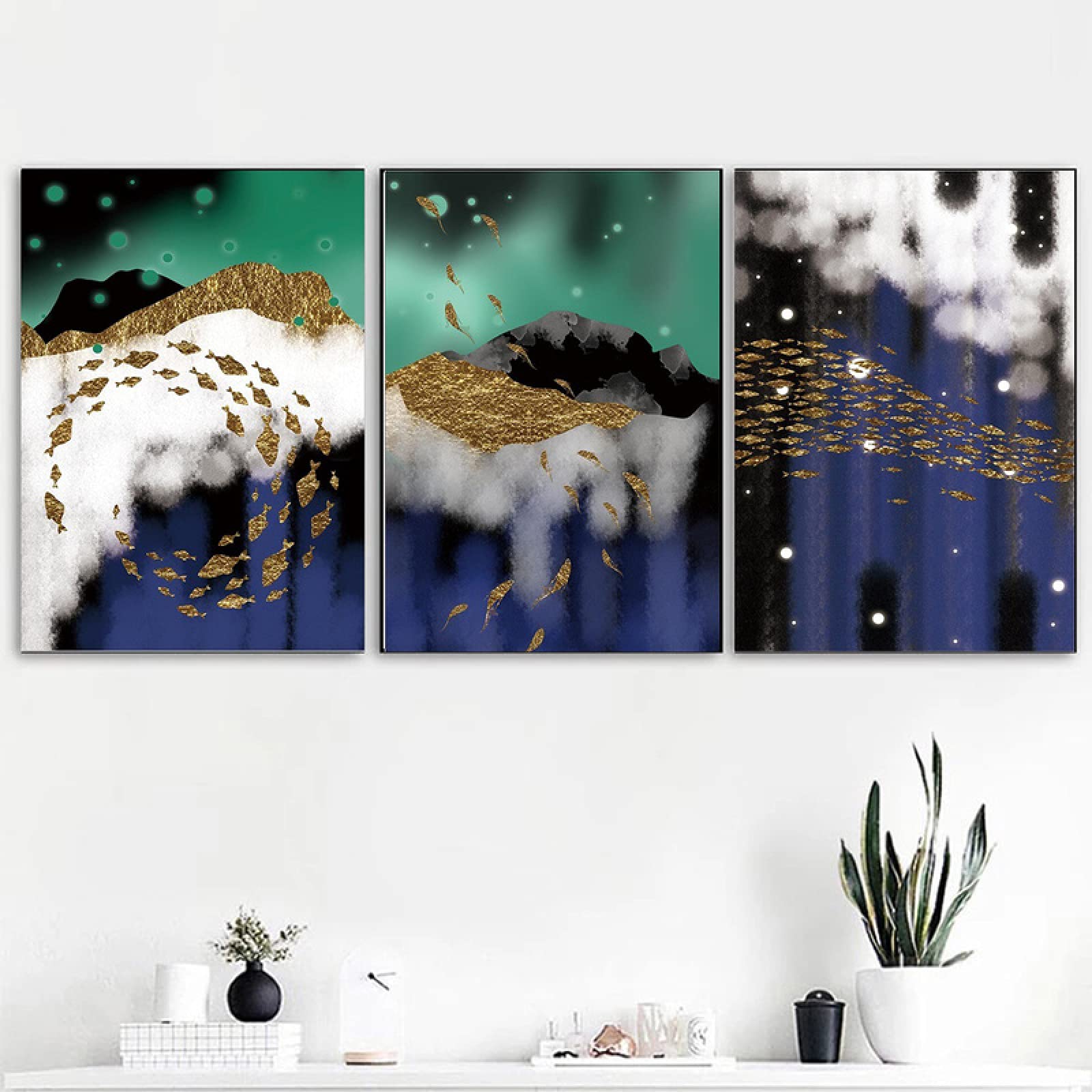 Impression toile montagne abstraite triptyque 60x90cm sans cadre - 8