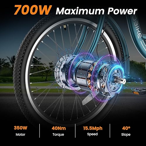 Miniatura 2 de MOPHOTO Triciclos eléctricos para adultos, bicicleta eléctrica de 3 ruedas con motor de 350 W500 W750 W, opciones de cuadro plegable y crucero,