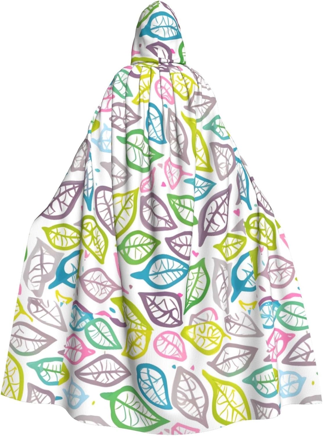 Coloured Foliage Lines Men Women Halloween Role Play Party Decoration Hooded Poncho Black