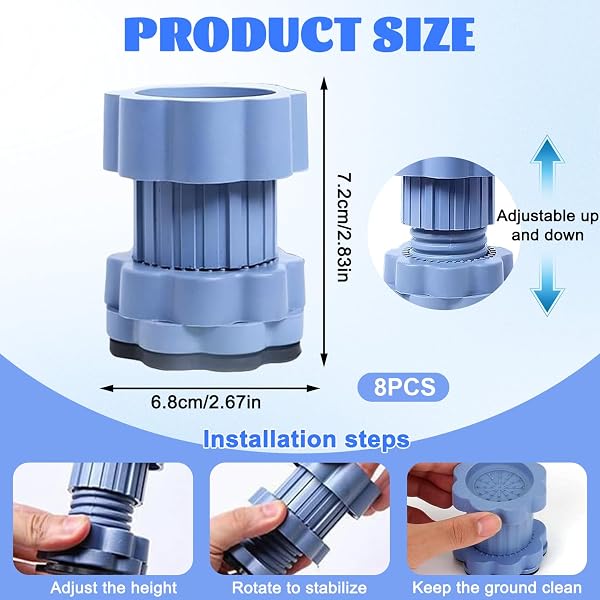 8 Pieces Washing Machine Feet Anti-Vibration Washing Machine Feet Washing Machine Feet Anti-Vibration Washing Machine Mat Set Anti-Vibration Washing Machine Mat for Washing Machines and Dryers - 2