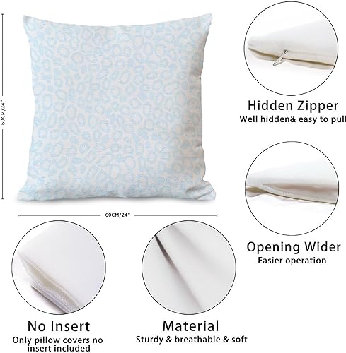 Miniatura 2 de Zyadsinoudor Blue Cheetah Leopard Print Throw Pillow Cover Wildlife Jungle Cushion Cover 24x24in Decorative Pillow Home Cotton Linen Elegant Cushion