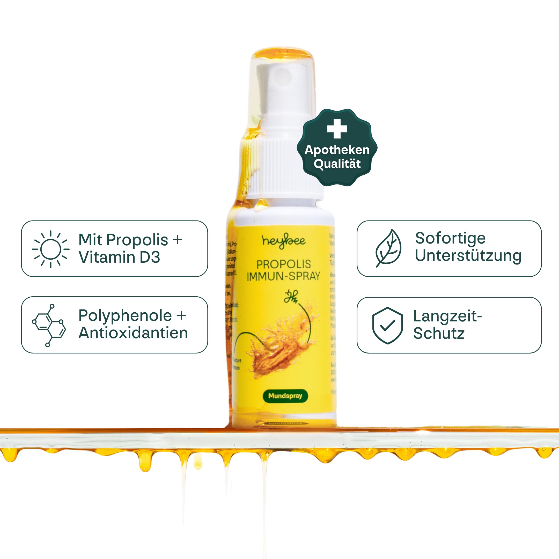 Propolis Immun-Spray mit Vitamin D, 30 ml (1er Pack) - das Mundspray für Kinder & Erwachsene, wohltuend für Hals & Rachen + stärkt das Immunsystem, Inhaltsstoffe aus nachhaltiger Imkerei