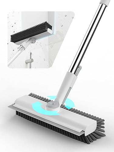Floor Scrub Brush with Long Handle, 3 in 1 Scrape