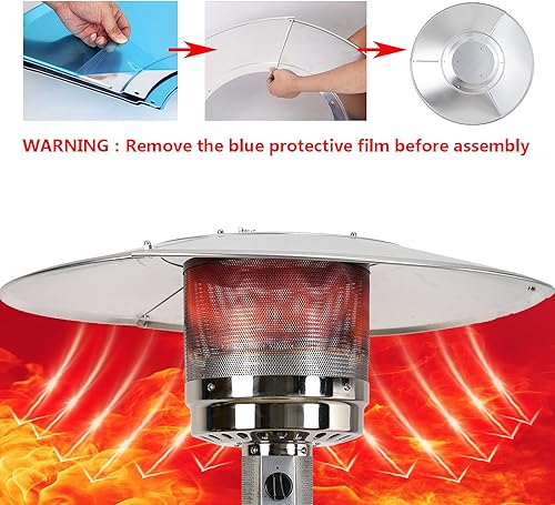 Miniatura 5 de HQQ outdoor 2 unidades de escudo reflector de calentador de patio, reflector de calor de aluminio superior para calentadores de propano al aire