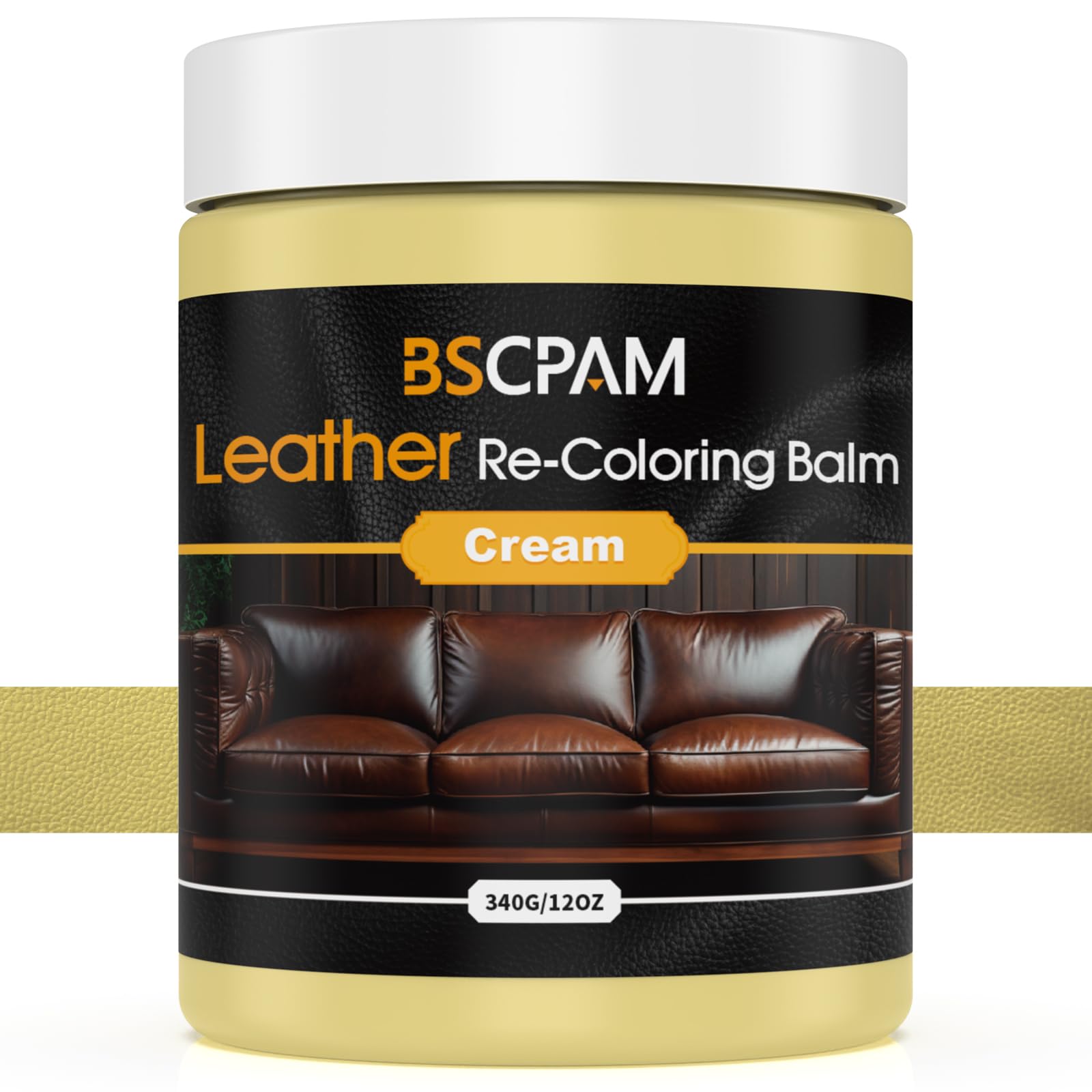 Photo 1 of BSCPAM Cream White Leather Recoloring Balm, 12oz Leather Color Restorer for Couches, Leather Repair Kit for Furniture, Leather Dye for Leather Fade, Leather Repair Restore car seat