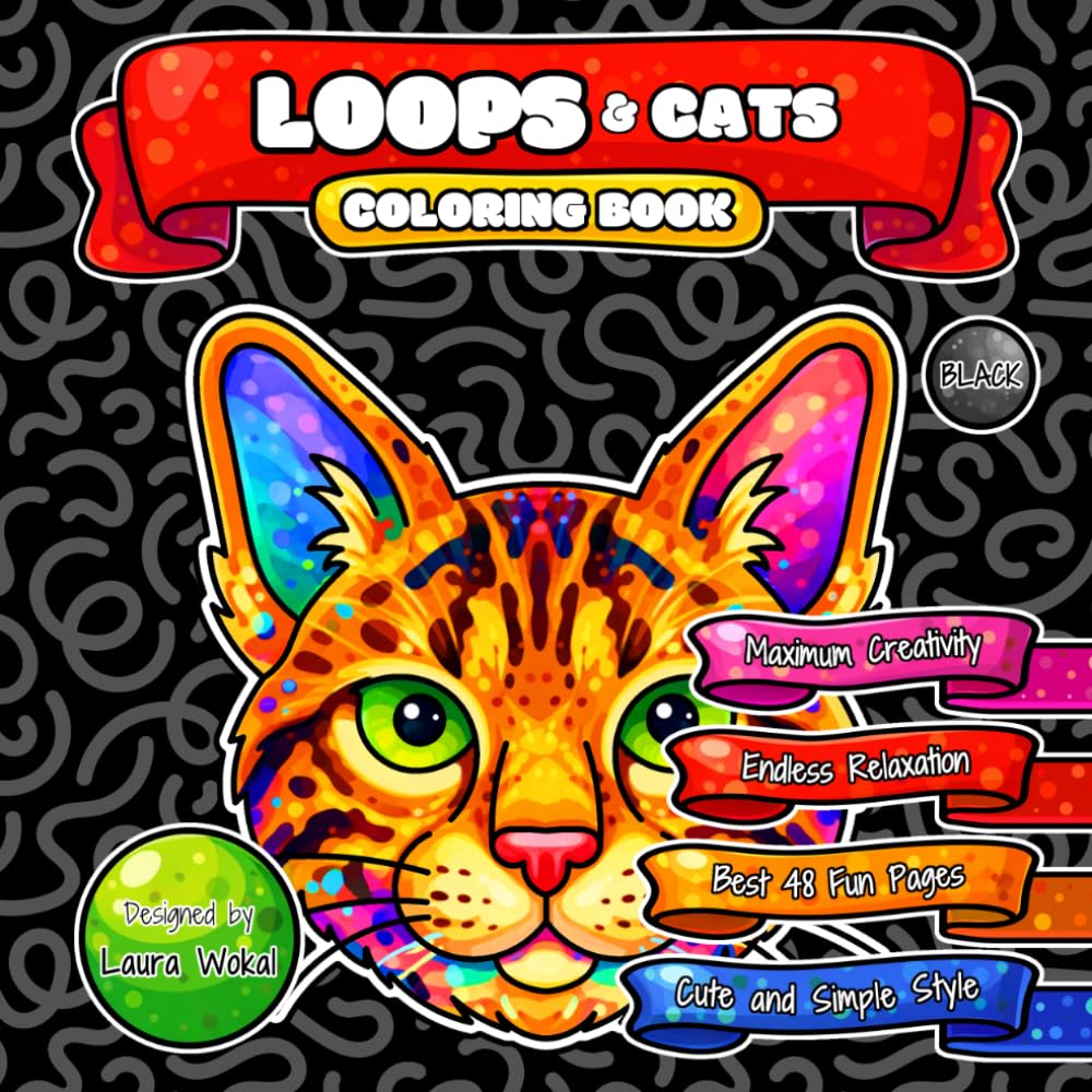 LOOPS & Cats Coloring Book: Endless Relaxation with Cute and Simple Cartoon Style