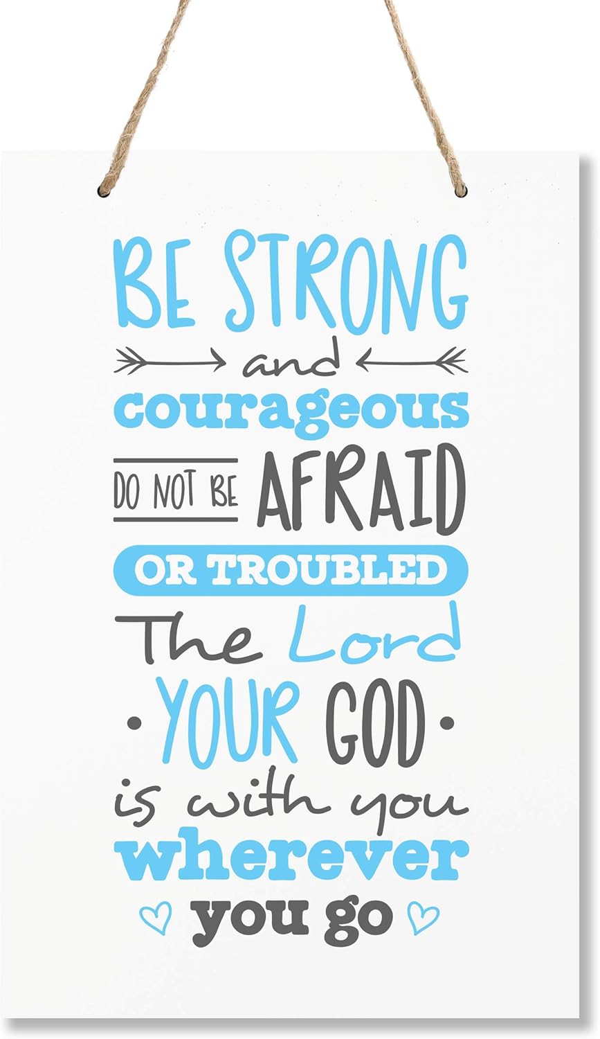 LifeSong Milestones Be Strong and Courgeous Joshua 1:9 Wall Decorations Signs for Kids, Bedroom, Nursery, Baby’s Boys and Girls Room, Toddlers Size 8” x 12” Proudly Made in USA (Purple)