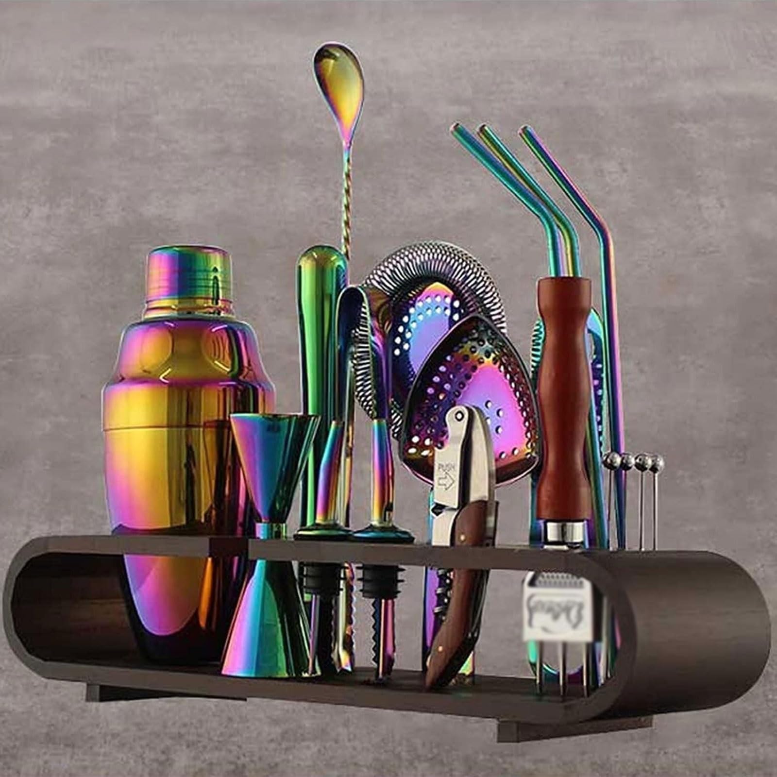 Kit de Barman de 20 Piezas, coctelera de Acero Inoxidable y Herramientas de Barra for Bares caseros y coctelería Profesional.