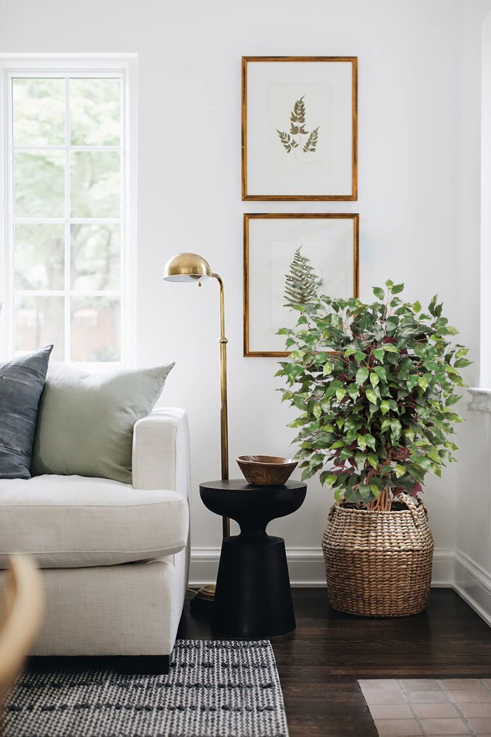 Plantes artificielles Grande Plante Artificielle Benjamini Ficus Arbre Artificiel Plante d'intérieur déco pour Bureau déco Chambre à Coucher Salle à Manger intérieur déco extérieur Vert Rouge 105 CM