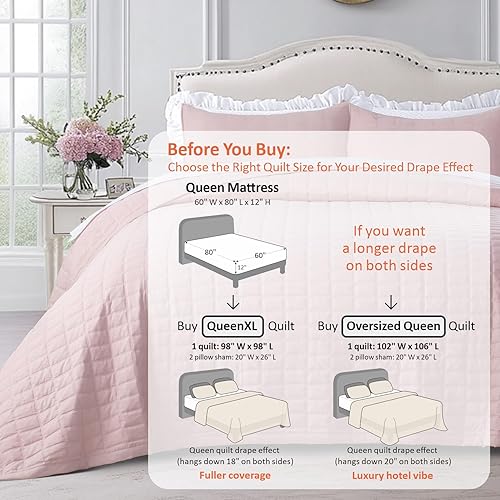 Vista 196 de KASENTEX - Juego de edredón lavable a máquina, cubrecama muy suave, ligero, lavado a la piedra, con costuras detalladas, matrimonial/queen con 2