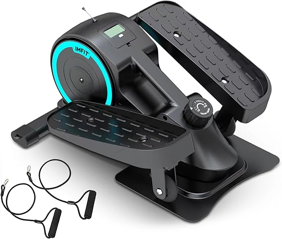 IMFit Under Desk Elliptical Exercise Machine for Home | 350lbs Weight Capacity | Ultra-Quiet Exercise Equipment | 8 Resistance Level, Forward & Reverse | Lightweight Mini Elliptical | 100% Assembled