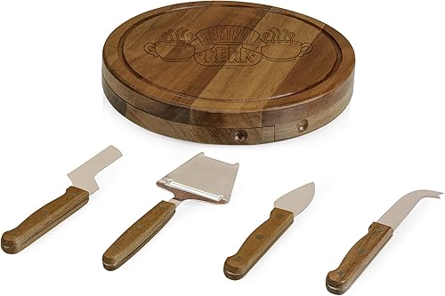 Miniatura 4 de TOSCANA - a Picnic Time Brand Circo Cheese Tabla de cortar y herramientas, 10.2 x 10.2 x 1.6, Friends Central Perk-madera de acacia,