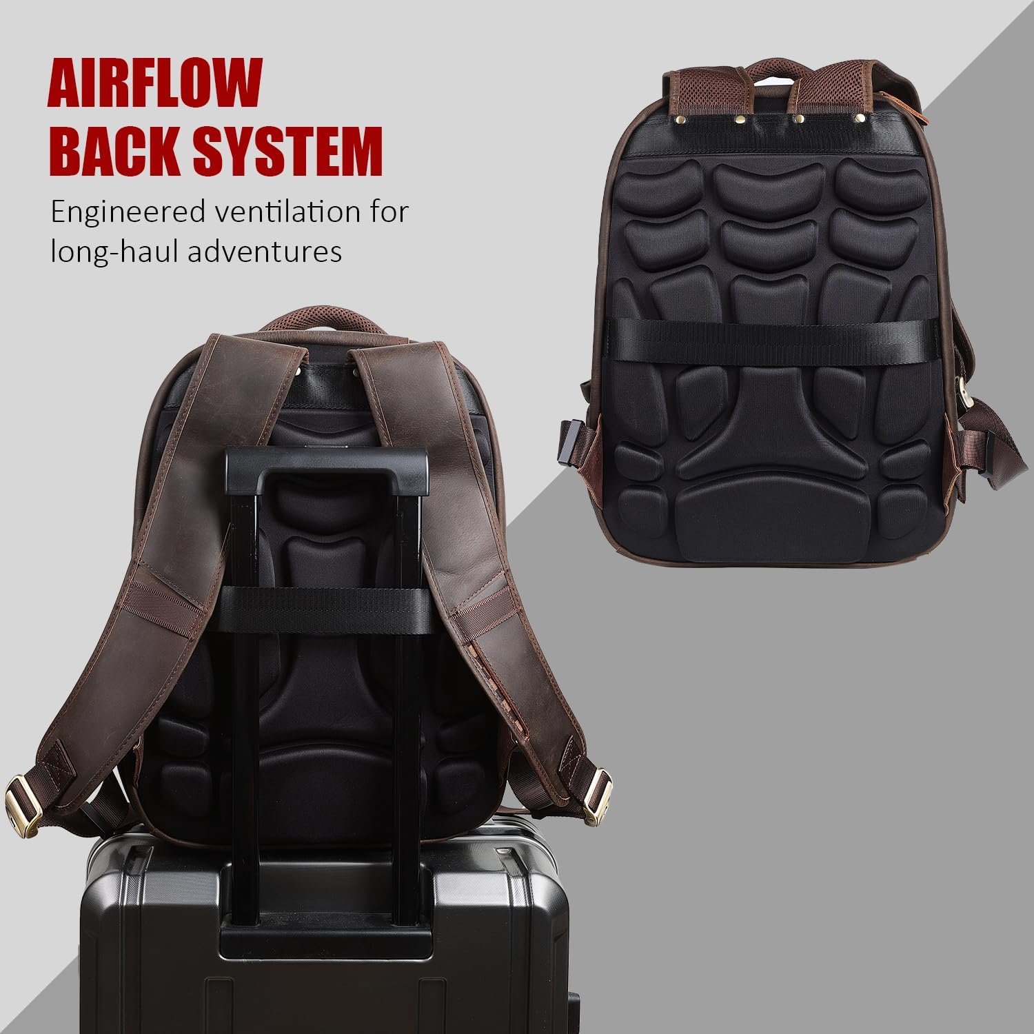 STAR VISTA 15.6" Raphael Vintage Full Grain Leather Laptop Backpack for Men, Multi Pockets, Casual Outdoor Business Travel Rucksack, YKK Zippers, Dark Brown